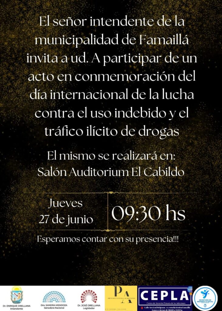 Acto del Día Internacional de la Lucha contra el Uso Indebido y el Tráfico Ilícito de Drogas