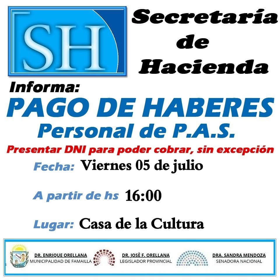 PAGO DE HABERES DEL PERSONAL DE P.A.S